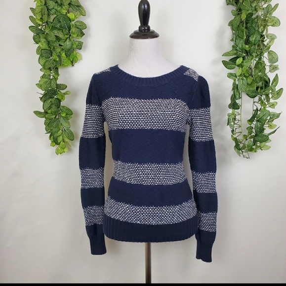 Fossil navy striped knit crewneck sweater - Picture 3 of 14
